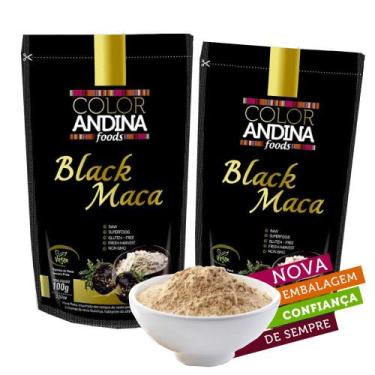Imagem de Macca Peruana Black Preta Maca, Color Andina Food, 2 StandUps de 100g