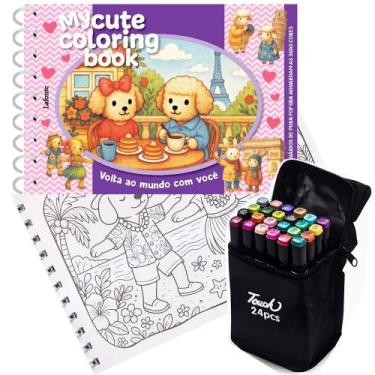 Imagem de Livro De Colorir Coleção My Cute Coloring Book Capa Dura Espiral Folha
