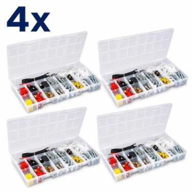 Imagem de Caixa organizadora 17 divisórias kit 4 estojos transparente maleta mul