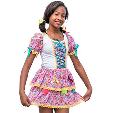 Imagem de Vestido de Festa Junina Caipira Caipirinha Infantil Com Babado P 3-4