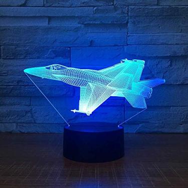 Imagem de Luminária de mesa 3D de avião com luz LED 3D, luz noturna 3D, lâmpada de mudança de humor de 7 cores, lâmpada de avião USB alimentada por bateria 3Aa