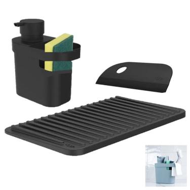 Imagem de Kit Dispenser Porta Detergente Utensílios Escorredor Copos Rodo Pia Cozinha - Ou