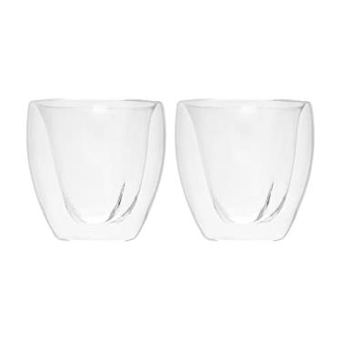 Imagem de Mimo Style Par de Copos para Café Parede Dupla Sem Alça Formato Coração, Material Vidro Borossilicato, Capacidade de 250ml, Resistente, Suporta Altas e Baixas Temperaturas