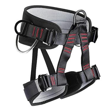 Imagem de HandAcc Cintos de escalada, cinto de segurança profissional espesso, equipamento de escalada para montanhismo, escalada de árvores, resgate de incêndios, rapel e outras atividades de aventura ao ar livre