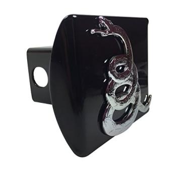 Imagem de Capa de engate de metal de cobra prata com a bandeira de Gadsden Don't Tread On Me da Poker Weight