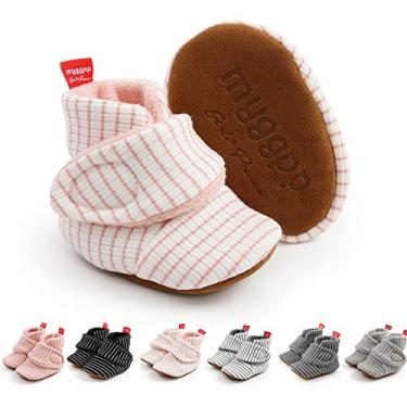 Imagem de Ohwawadi Pantufas Infantis Meninas Meninos Botas Meias Bebês Bebês Bebês Recém-Nascidos Sapatos de Berço Calçados de Bebê Pré-Caminhantes, A37 White_pink, 12-18 Months Toddler