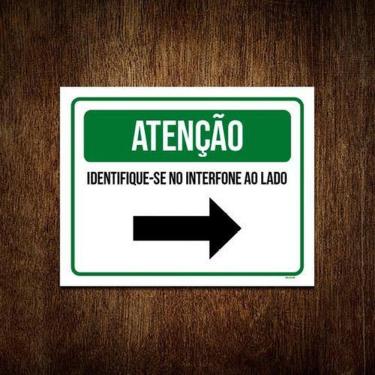 Imagem de Kit 5 Placa Sinalização - Atenção Identifique-Se Interfone