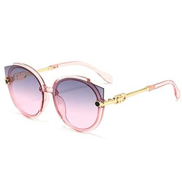 Imagem de Óculos de sol da moda vintage olho de gato redondo óculos de sol feminino versão metal sem aro gradiente óculos de sol luxo tons uv400, rosa azul, outros