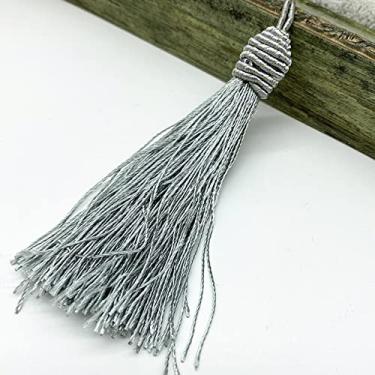 Imagem de 6 pçs/lote 15 cm corda pendurada borlas de seda franja costura franja borla guarnição chave borlas para cortina embelezar diy, cinza