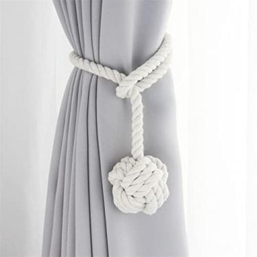 Imagem de 2 peças cortina de borla artesanal acessórios de quarto fivela de cortina corda decoração de casa franja de janela de retenção, marfim, 4 peças