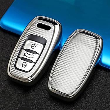Imagem de CSHU TPU Car Key Case Cover Chaveiro Ring Key Bag, apto para Audi A4 A4L A5 A6 A6L Q5 S5 S7, prata