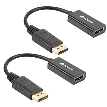 Imagem de Adaptador DisplayPort para HDMI, Anbear Displayport para cabo HDMI (macho para fêmea) para computadores e laptops habilitados para DisplayPort Connect a monitores HDMI (pacote com 2)