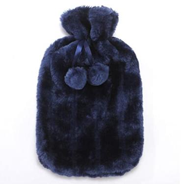 Imagem de Garrafa de água quente PVC com capa de pelúcia macia bolsa de água quente para terapia de compressa quente e fria, ideal para cólicas menstruais, alívio da dor no pescoço e ombro, azul, 2000ml