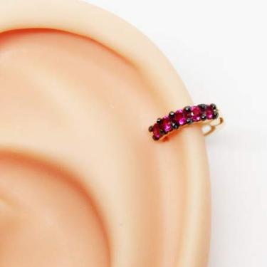 Imagem de Piercing Argola Folheada com Zircônias Rubis Grandes 6mm