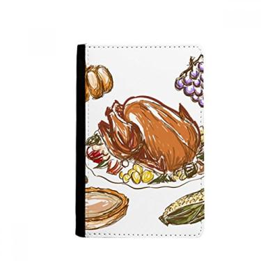 Imagem de Porta-passaporte com padrão de dia de ação de graças de uva peru Notecase Burse capa carteira porta-cartão, Multicolor