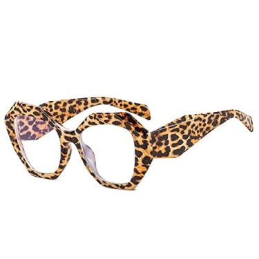 Imagem de Óculos Quadrados Polígono Cor Doce Leve Para Mulheres Moda Vintage Plástico Transparente Armação Leopardo, 9, Tamanho Único
