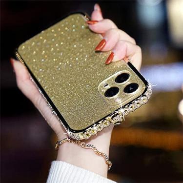 Imagem de Estojo protetor de armação de metal com diamante brilhante para iPhone 13 11 14 Pro Max 12 Mini XS XR X 8 7 Plus SE 2022 Capa feminina, ouro, para iPhone XR