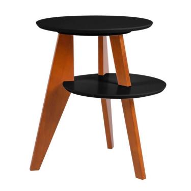 Imagem de Mesa Lateral Tampo Duplo Gravity Preta e Castanho