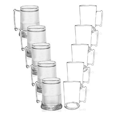 Imagem de Kit 5 Canecas Chopp 450ml e 5 Canecas Gel Acrílico KrystalON