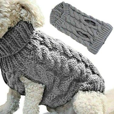 Imagem de Suéter de tricô para cães XINJIA, roupas de inverno para animais de estimação, casaco de gola alta para filhotes e gatos
