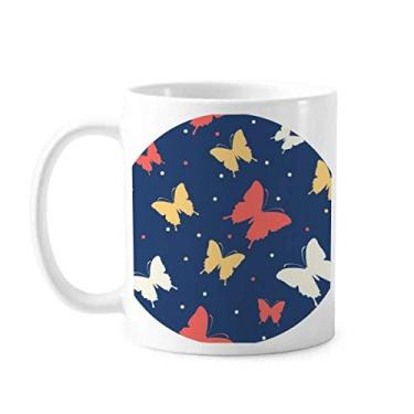 Imagem de Caneca colorida de borboleta em pontos de cerâmica copo de porcelana de café