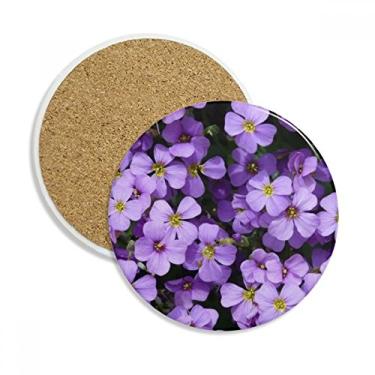 Imagem de Linda caneca romântica porta-copos com flores roxas para proteção de mesa, pedra absorvente