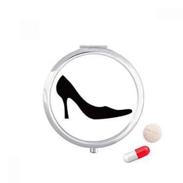 Imagem de Caixa de armazenamento de remédios feminina com contorno de salto alto padrão preto