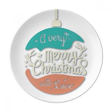 Imagem de Guirlanda colorida de Natal Placa de ilustração abstrata Decorativa de porcelana Salver Prato de jantar