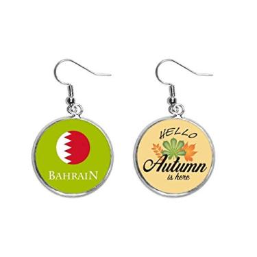 Imagem de Brinco de folha de outono com bandeira asiática do Bahrain