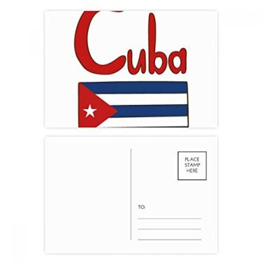 Imagem de Conjunto de cartão postal bandeira nacional de Cuba com estampa vermelha e azul