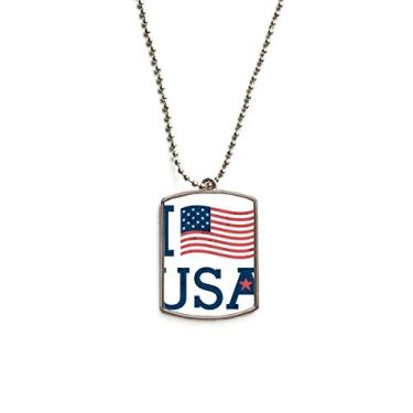 Imagem de DIYthinker Colar de aço inoxidável com pingente para cachorro I Love USA America Flag Culture