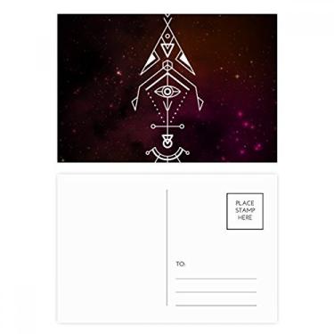 Imagem de Conjunto de cartão postal Alien Totem Geometria Universo Cartão de felicitações para envio de aniversário