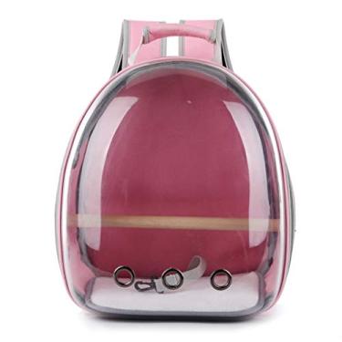 Imagem de ForHe Bolsa de transporte transparente para animais de estimação, mochila para cães pequenos, gatos, papagaio, pássaro, removível, respirável, passeios turísticos de 360°, rosa