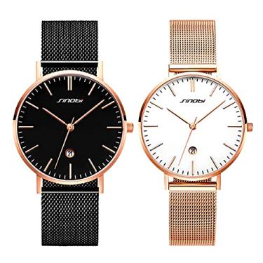 Imagem de Relógio de Pulso Masculino Sinobi Conjunto Casal Relógio de Pulso Feminino Casais Par Luxuoso À Prova D'Água (C2)