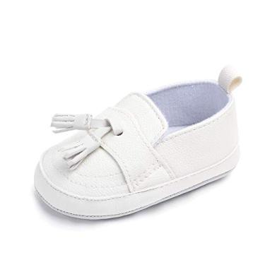 Imagem de Sapatos de berço Csfry para bebês e meninos, Branco, 6-12 Months Infant