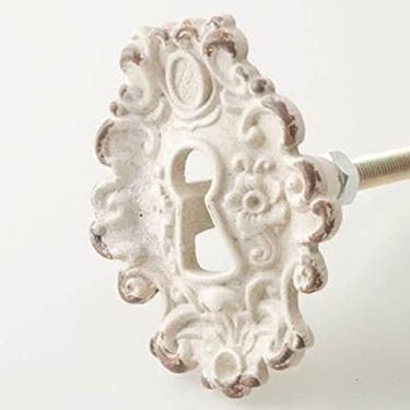 Imagem de Porta do guarda-roupa de móveis clássicos, liga de zinco, buraco de fechadura, puxador pequeno, gabinete americano retro, puxador de gaveta antigo, B, branco