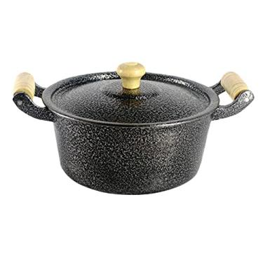 Imagem de Panela Caçarola Aluminio Preto Alça e Pomel de Madeira 18 cm 1,75 Litros Tampa Fundida