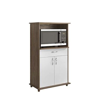 Imagem de Balcão Multiuso Notável 2 Portas 1 Gaveta – Nogal Com Branco