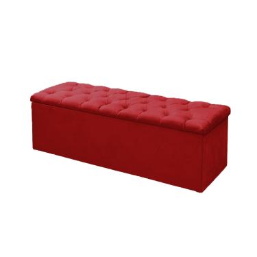 Imagem de Calçadeira Baú P/ Box Solteiro 90cm Mirage c/ Capitonê Suede Vermelho - LM DECOR