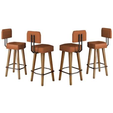 Imagem de Kit com 4 Banquetas para Balcão Bancada de Cozinha Industrial Americana Luxo (Altura de 70cm do Assento ao chão, Café)