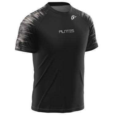 Imagem de Camiseta Raglan Unissex Pilates Tecnodots Preto Cinza-Unissex