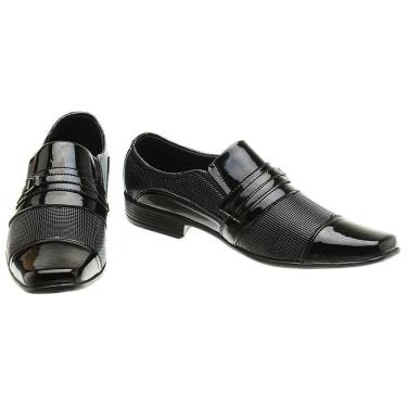 Imagem de Sapato Social Masculino Verniz Calce Fácil Conforto Metal