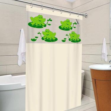 Imagem de Cortina Para Box Banheiro Com Visor Sapos Com Gancho Anti Mofo Resistente Alta Qualidade Pvc Diversas Cores