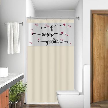 Imagem de Cortina Para Box Banheiro Com Visor Fé Amor Gratidão Com Gancho Anti Mofo Resistente Alta Qualidade Pvc Diversas Cores