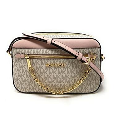 Imagem de Michael Kors Jet Set Cadeia East West MK Blush em pó rosa com suporte para cartões Michael Kors Jet Set em balé