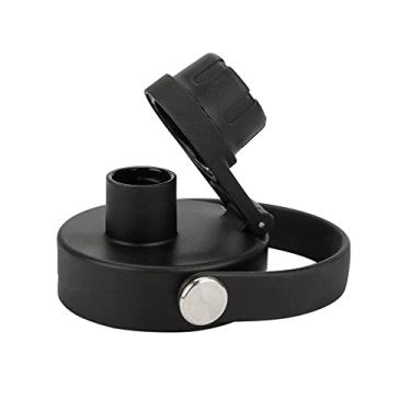 Imagem de WishDirect Tampa de boca larga com alça flexível compatível com Hydro Flask 12/16/18/20/32/40/1,81 g, serve para garrafas de água simples modernas, Takeya, garrafa de ferro e a maioria das garrafas de água de boca larga (preta, pacote com 2)