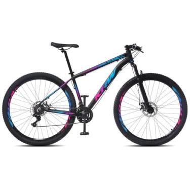 Imagem de Bicicleta Aro 29 Krw Alumínio 24 Vel Freio a Disco X32 Cor:preto/rosa e Azul;tamanho Quadro:17