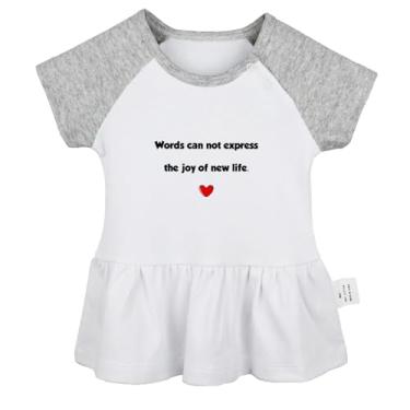 Imagem de Words Can Not Express The Joy of New Life Vestidos engraçados para bebês recém-nascidos vestido de princesa 0 a 24 meses para crianças pequenas saias de babados, Vestido raglan cinza, 6-12 Meses