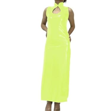 Imagem de MAIFURUN Vestido longo de PVC Cheongsam Vestido Nacional Chinês Bodycon Feminino Sexy S...