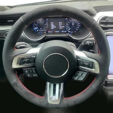 Imagem de LAVIYE Antiderrapante Camurça carro volante trança, capa de trança, para Ford Mustang 2015 2016 2017 2018 2019 2020 Auto Acessórios Interiores